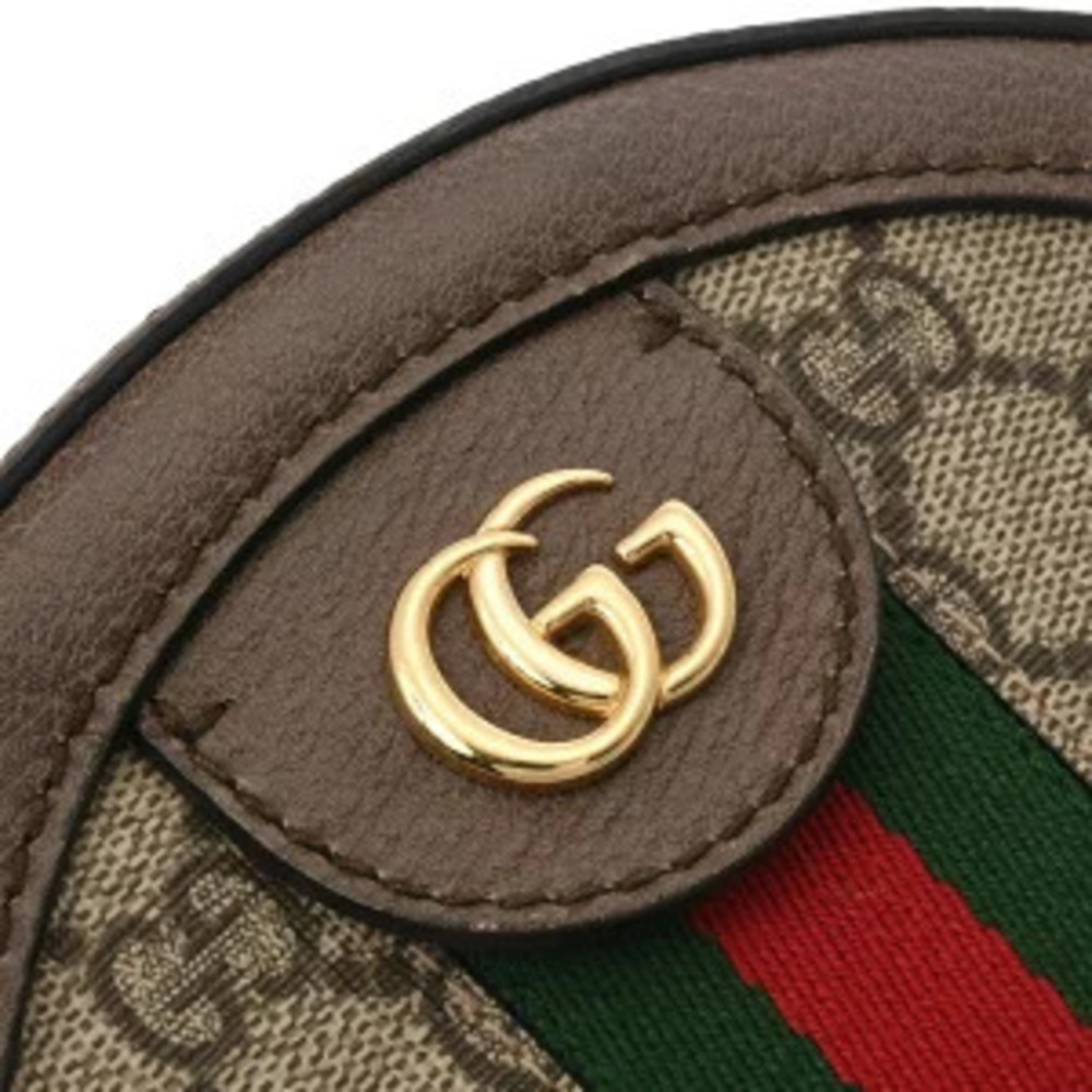 Gucci Ophidia Round Shoulder Bag Beige Ebony Brown Leather GG Supreme Canvas - Picture 9 of 9
